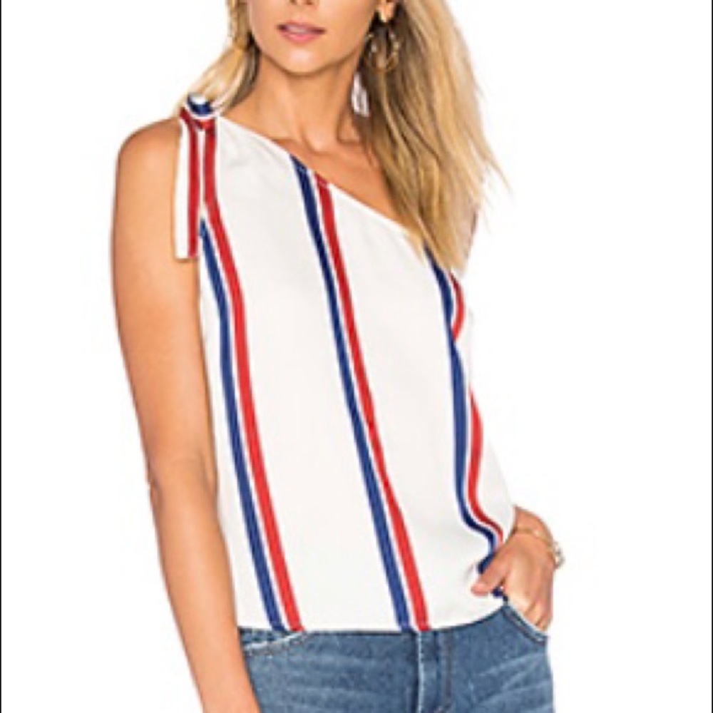 L’Academie tied one shoulder striped tank